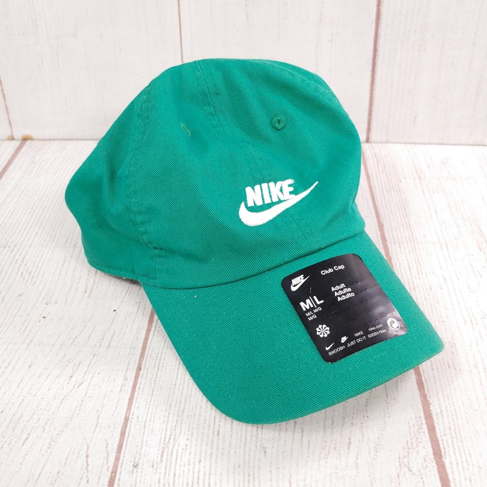BRAND NEW - Nike Club Cap Green Hat - Size M/L Embroidered Swoosh Adjustable